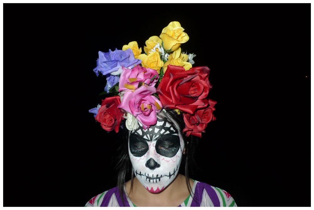  Day of the Dead make-up close up eyes closed